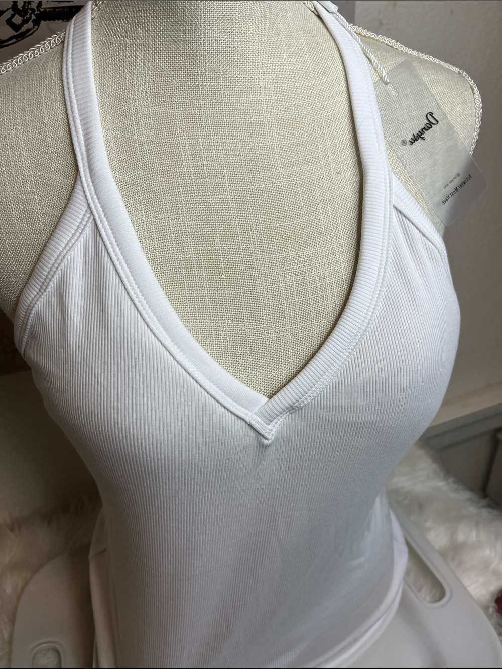 Dynamite White Ribbed Racerback Tank - Picture 2 of 7